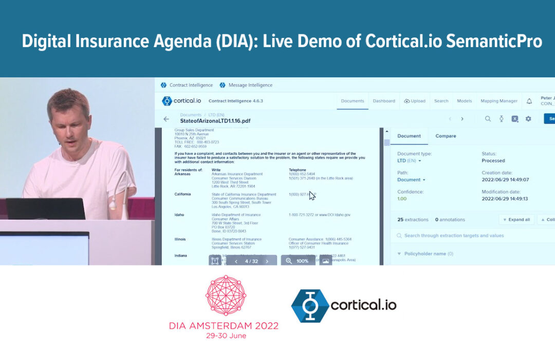 Cortical.io SemanticPro Live Demo at Digital Insurance Agenda Amsterdam