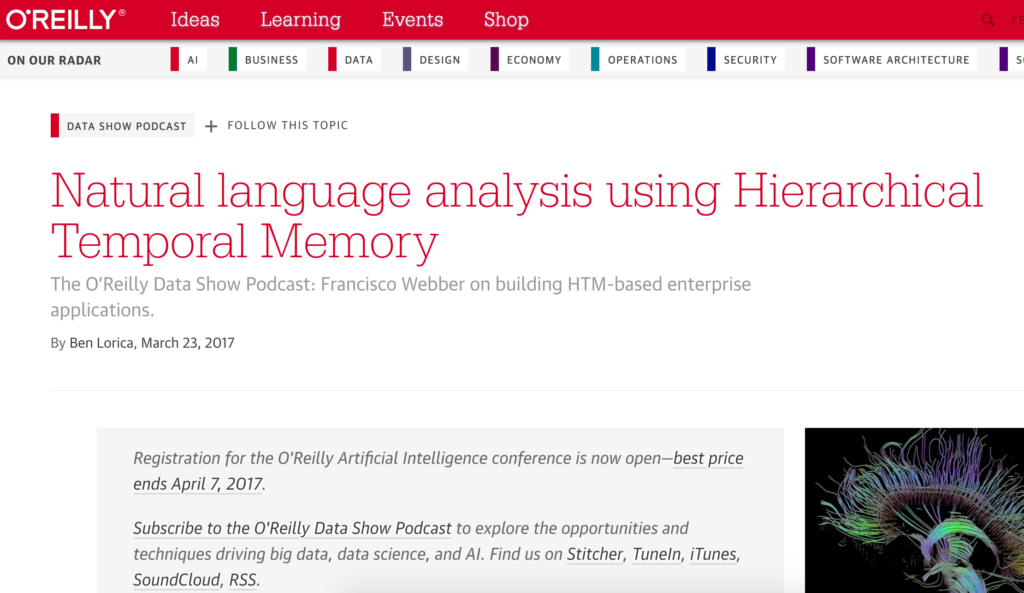 Natural language analysis using Hierarchical Temporal Memory